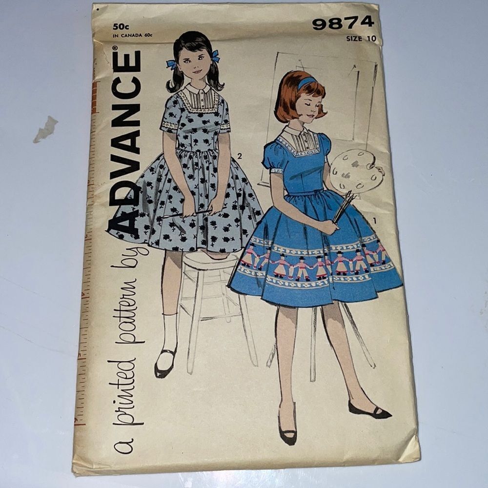 Vtg 50s Advance‎ uncut little girls dress sewing pattern